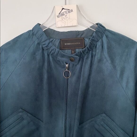 ⭕️ BCBGMAXAZRIA Set 2 Piece Jacket and Shorts Green Suede Small XS - Picture 3 of 10